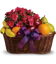 Fruits and Blooms Basket From Rogue River Florist, Grant's Pass Flower Delivery
